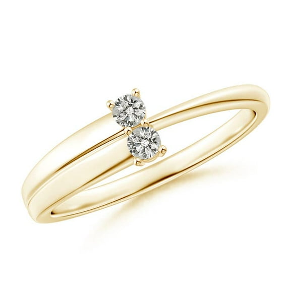 ANGARA Natural 2-Stone Diamond Anniversary Ring in 14K Yellow Gold for Women (Size-2.4mm| Color-K| Clarity-I3) | April Birthstone, Anniversary, Jewelry Gift for Women | Natural Diamond Ring