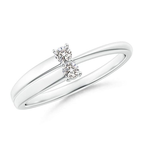 ANGARA Natural 2-Stone Diamond Anniversary Ring in 925 Sterling Silver for Women (Size-2.4mm| Color-I-J| Clarity-I1-I2) | April Birthstone, Anniversary, Jewelry Gift for Women | Natural Diamond Ring