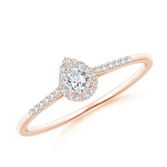 ANGARA Natural Pear-Shaped Diamond Halo Engagement Ring in 14K Rose Gold for Women (Size-4x3mm| Color-G| Clarity-VS2) | April Birthstone, Anniversary, Jewelry Gift for Women | Natural Diamond Ring