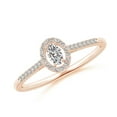 thumbnail image 1 of ANGARA Natural Oval Diamond Halo Engagement Ring in 14K Rose Gold for Women (Size-4x3mm| Color-I-J| Clarity-I1-I2) | April Birthstone, Anniversary, Jewelry Gift for Women | Natural Diamond Ring, 1 of 8