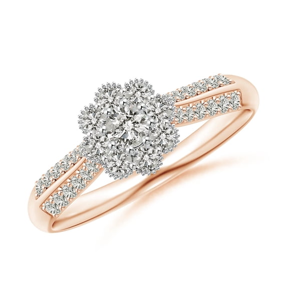 ANGARA Natural Diamond Two Tone Engagement Ring in 14K Rose & White Gold for Women (Size-3.1mm| Color-K| Clarity-I3) | April Birthstone, Anniversary, Jewelry Gift for Women | Natural Diamond Ring