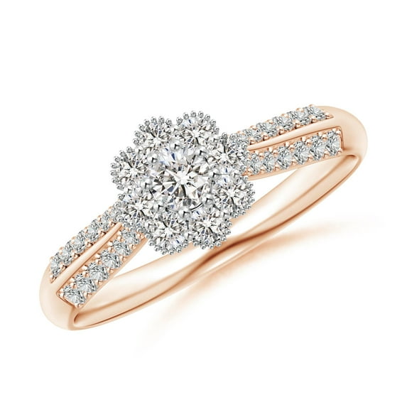 ANGARA Natural Diamond 2 Tone Engagement Ring in 14K Rose & White Gold for Women (Size-3.1mm| Color-I-J| Clarity-I1-I2) | April Birthstone, Anniversary, Jewelry Gift for Women | Natural Diamond Ring