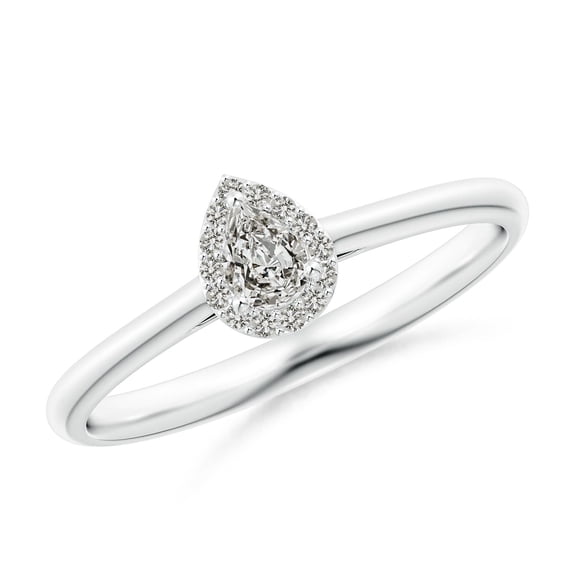 ANGARA Natural 0.12 Ct. Diamond Halo Engagement Ring in 14K White Gold for Women (Ring Size: 3.5)