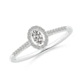 thumbnail image 1 of ANGARA Natural Oval Diamond Halo Engagement Ring in 14K White Gold for Women (Size-4x3mm| Color-K| Clarity-I3) | April Birthstone, Anniversary, Jewelry Gift for Women | Natural Diamond Ring, 1 of 8