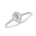 thumbnail image 1 of ANGARA Natural Oval Diamond Halo Engagement Ring in 14K White Gold for Women (Size-4x3mm| Color-I-J| Clarity-I1-I2) | April Birthstone, Anniversary, Jewelry Gift for Women | Natural Diamond Ring, 1 of 8