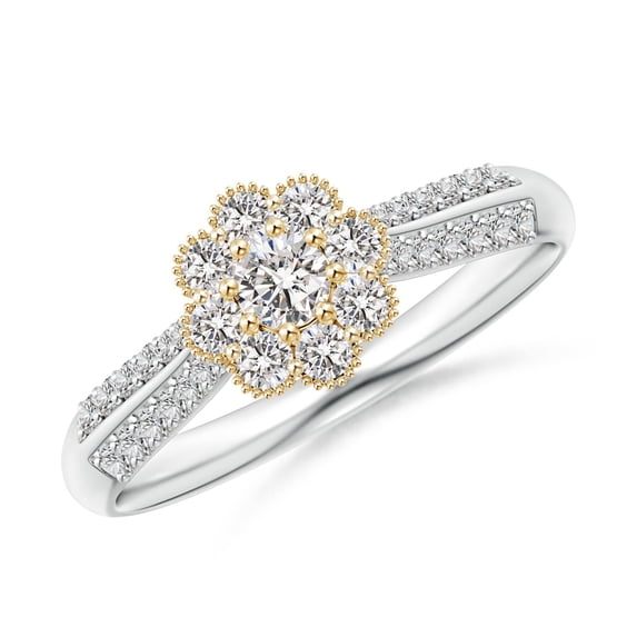 ANGARA Natural Diamond Engagement Ring in 14K White & Yellow Gold for Women (Size-3.1mm| Color-I-J| Clarity-I1-I2) | April Birthstone, Anniversary, Jewelry Gift for Women | Natural Diamond Ring