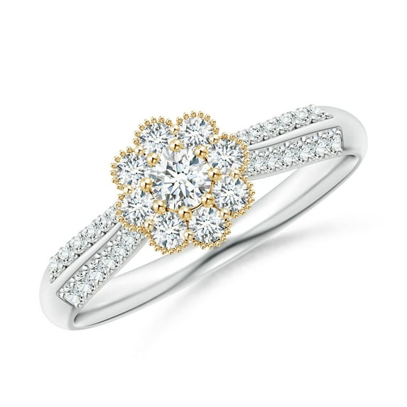 ANGARA Natural Diamond Two Tone Engagement Ring in 14K White & Yellow Gold for Women (Size-3.1mm| Color-G| Clarity-VS2) | April Birthstone, Anniversary, Jewelry Gift for Women | Natural Diamond Ring