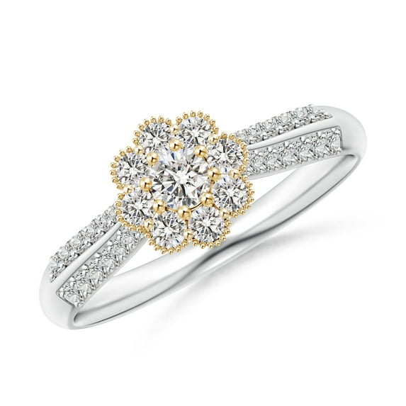 ANGARA Natural Diamond Engagement Ring in 14K White & Yellow Gold for Women (Size-3.1mm| Color-I-J| Clarity-I1-I2) | April Birthstone, Anniversary, Jewelry Gift for Women | Natural Diamond Ring