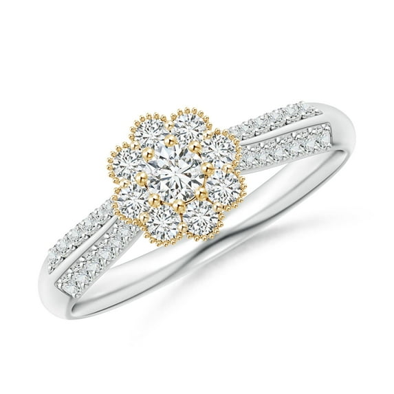 ANGARA Natural Diamond Two Tone Engagement Ring in 14K White & Yellow Gold for Women (Size-3.1mm| Color-H| Clarity-SI2) | April Birthstone, Anniversary, Jewelry Gift for Women | Natural Diamond Ring