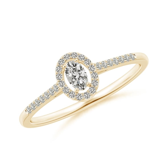 ANGARA Natural 0.12 Ct. Diamond Halo Engagement Ring in 14K Yellow Gold for Women (Ring Size: 11.5)