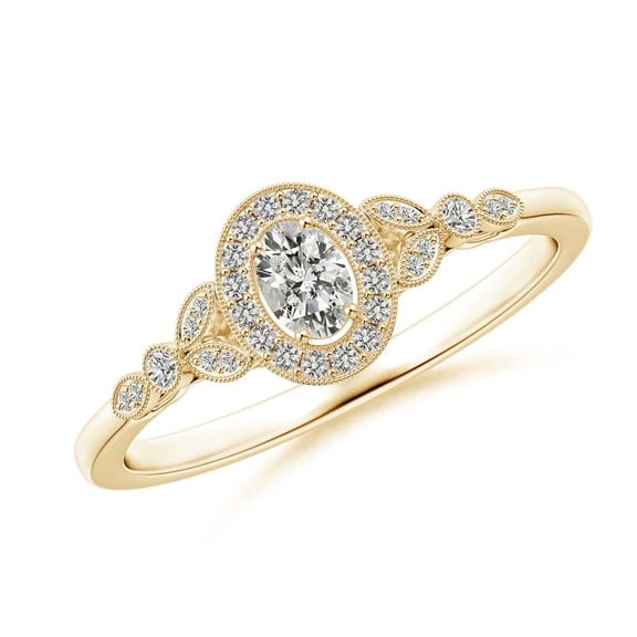 ANGARA Natural Vintage Inspired Diamond Engagement Ring in 14K Yellow Gold for Women (Size-4x3mm| Color-K| Clarity-I3) | April Birthstone, Anniversary, Jewelry Gift for Women | Natural Diamond Ring