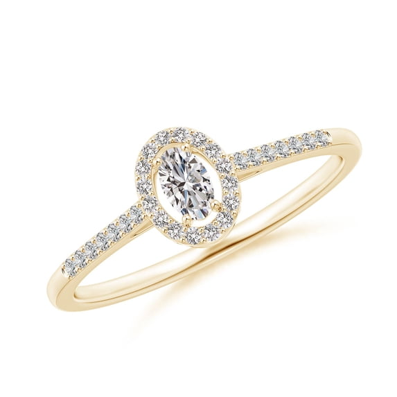 ANGARA Natural 0.12 Ct. Diamond Halo Engagement Ring in 14K Yellow Gold for Women (Ring Size: 12)