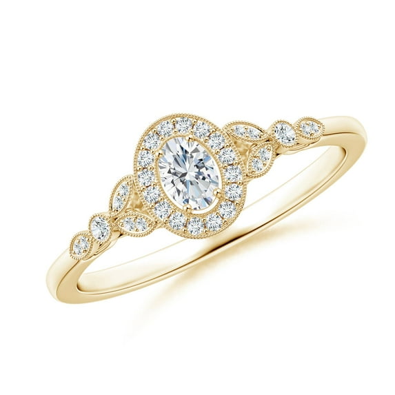 ANGARA Natural Vintage Inspired Diamond Engagement Ring in 14K Yellow Gold for Women (Size-4x3mm| Color-G| Clarity-VS2) | April Birthstone, Anniversary, Jewelry Gift for Women | Natural Diamond Ring