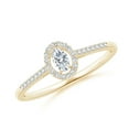 thumbnail image 1 of ANGARA Natural Oval Diamond Halo Engagement Ring in 14K Yellow Gold for Women (Size-4x3mm| Color-G| Clarity-VS2) | April Birthstone, Anniversary, Jewelry Gift for Women | Natural Diamond Ring, 1 of 8
