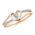 thumbnail image 1 of ANGARA Natural Diamond Heart Promise Ring in 14K Rose Gold for Women (Size-3.1mm | Color-I-J | Clarity-I1-I2) | April Birthstone, Birthday, Anniversary, Jewelry Gift for Women | Natural Diamond Ring, 1 of 9