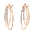 thumbnail image 1 of ANGARA Natural Diamond Studded Double Hoop Earrings in 14K Rose Gold for Women (Size-1mm| Color-H| Clarity-SI2) | April Birthstone, Anniversary, Jewelry Gift for Women | Natural Diamond Earrings, 1 of 9