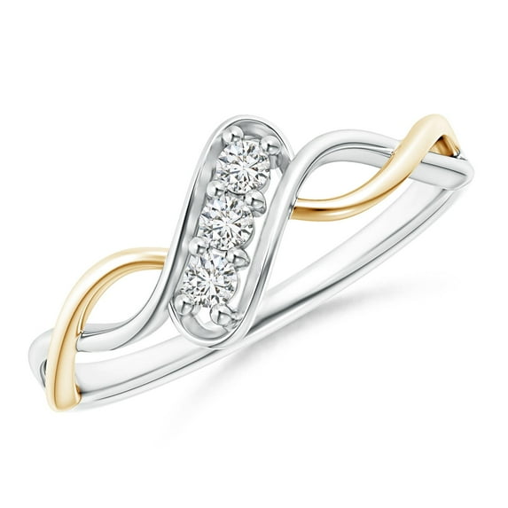 ANGARA Natural Slanted Diamond Infinity Ring in 14K White & Yellow Gold for Women (Size-2.1mm| Color-H| Clarity-SI2) | April Birthstone, Anniversary, Jewelry Gift for Women | Natural Diamond Ring