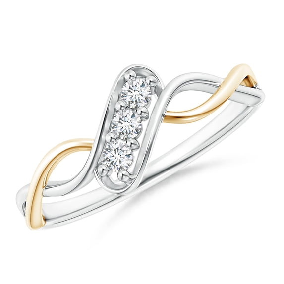 ANGARA Natural 0.12 Ct. Diamond Infinity Ring in 14K White & Yellow Gold for Women (Ring Size: 12)