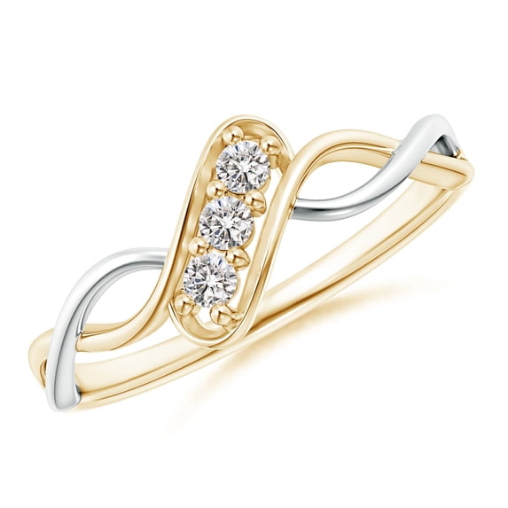 ANGARA Natural Slanted Diamond Infinity Ring in 14K Yellow & White Gold for Women (Size-2.1mm| Color-I-J| Clarity-I1-I2) | April Birthstone, Anniversary, Jewelry Gift for Women | Natural Diamond Ring