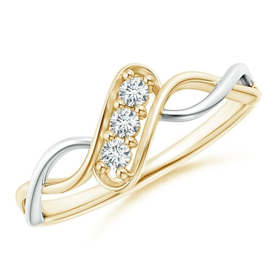ANGARA Natural Slanted Diamond Infinity Ring in 14K Yellow & White Gold for Women (Size-2.1mm| Color-G| Clarity-VS2) | April Birthstone, Anniversary, Jewelry Gift for Women | Natural Diamond Ring