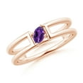thumbnail image 1 of ANGARA Natural Tilted Marquise Amethyst Solitaire Split Shank Ring in 14K Rose Gold for Women (Size-5x2.5mm) | February Birthstone, Anniversary, Jewelry Gift for Women | Natural Amethyst Ring, 1 of 10