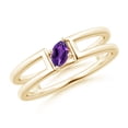 thumbnail image 1 of ANGARA Natural Tilted Marquise Amethyst Solitaire Split Shank Ring in 14K Yellow Gold for Women (Size-5x2.5mm) | February Birthstone, Anniversary, Jewelry Gift for Women | Natural Amethyst Ring, 1 of 10
