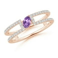 thumbnail image 1 of ANGARA Natural 0.13 Ct. Amethyst with Diamond Classic Stackable Ring in 14K Rose Gold for Women (Ring Size: 3), 1 of 9