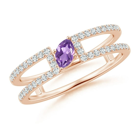 ANGARA Natural Tilted Marquise Amethyst Parallel Split Shank Ring in 14K Rose Gold for Women (Size-5x2.5mm) | February Birthstone, Anniversary, Jewelry Gift for Women | Natural Amethyst Ring