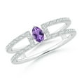 thumbnail image 1 of ANGARA Natural 0.13 Ct. Amethyst with Diamond Classic Stackable Ring in 14K White Gold for Women (Ring Size: 11.5), 1 of 9