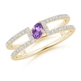 thumbnail image 1 of ANGARA Natural 0.13 Ct. Amethyst with Diamond Classic Stackable Ring in 14K Yellow Gold for Women (Ring Size: 3.5), 1 of 9