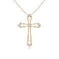 thumbnail image 1 of ANGARA Natural Pointed Open Cross Pendant with Diamonds in 14K Yellow Gold for Women (Size-1.2mm| Color-I-J| Clarity-I1-I2) | Anniversary, Jewelry Gift for Women | Natural Diamond Necklace, 1 of 7