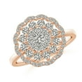 thumbnail image 1 of ANGARA Natural Diamond Cocktail Ring with Scalloped Halo in 14K Rose Gold for Women (Size-3.25mm| Color-K| Clarity-I3) | April Birthstone, Anniversary, Jewelry Gift for Women | Natural Diamond Ring, 1 of 9