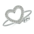 thumbnail image 1 of ANGARA Natural Pave-Set Diamond Open Heart Bolo Ring in 14K White Gold for Women (Size-1mm| Color-K| Clarity-I3) | April Birthstone, Anniversary, Jewelry Gift for Women | Natural Diamond Ring, 1 of 8