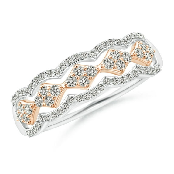 ANGARA Natural Diamond Anniversary Band in 2-Tone Gold in 14K White & Rose Gold for Women (Size-1.45mm| Color-K| Clarity-I3) | Anniversary, Jewelry Gift for Women | Natural Diamond Ring