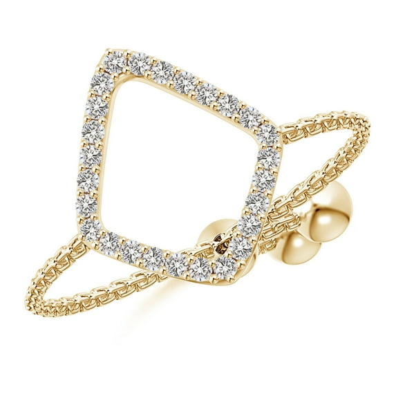 ANGARA Natural Diamond Open Rhombus Bolo Ring in 14K Yellow Gold for Women (Size-1mm| Color-I-J| Clarity-I1-I2) | April Birthstone, Anniversary, Jewelry Gift for Women | Natural Diamond Ring