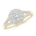 thumbnail image 1 of ANGARA Natural 0.13 Ct. Diamond Halo Engagement Ring in 14K Yellow Gold for Women (Ring Size: 11.5), 1 of 9