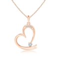 thumbnail image 1 of ANGARA Natural Diamond Tilted Ribbon Heart Dangle Pendant in 14K Rose Gold for Women (Size-3.2mm| Color-H| Clarity-SI2) | Anniversary, Jewelry Gift for Women | Natural Diamond Necklace, 1 of 8