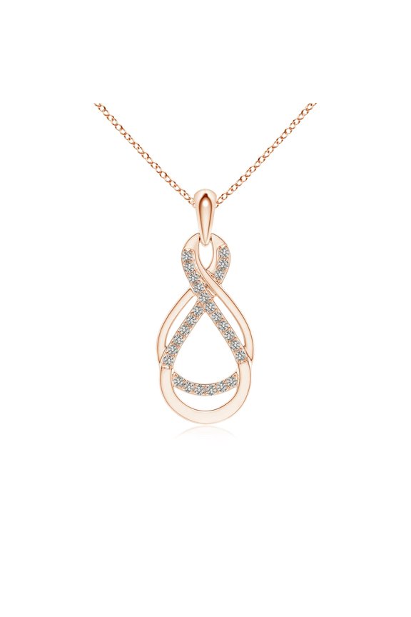Natural Diamond Double Infinity Pendant in 14K Rose Gold for Women (Size-1mm | Color-K| Clarity-I3) | April Birthstone, Birthday, Anniversary, Jewelry Gift for Women | Natural Diamond Necklace