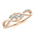 thumbnail image 1 of ANGARA Natural Diamond Infinity Twist Bypass Ring in 14K Rose Gold for Women (Size-3.2mm| Color-I-J| Clarity-I1-I2) | April Birthstone, Anniversary, Jewelry Gift for Women | Natural Diamond Ring, 1 of 9