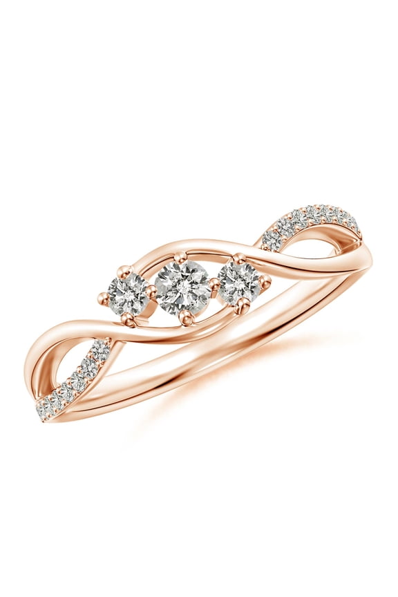 Natural 0.13 Ct. Diamond Infinity Ring in 14K Rose Gold for Women (Ring Size: 9)