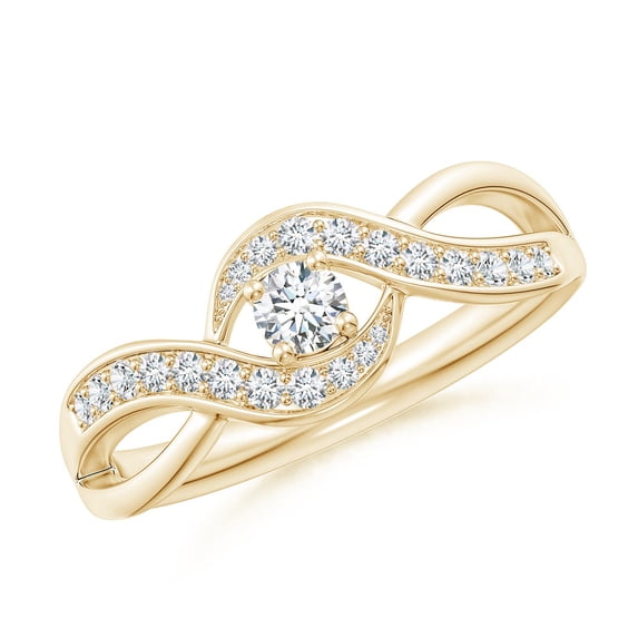 ANGARA Natural Solitaire Diamond Infinity Promise Ring in 14K Yellow Gold for Women (Size-3.2mm| Color-G| Clarity-VS2) | April Birthstone, Anniversary, Jewelry Gift for Women | Natural Diamond Ring