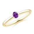 thumbnail image 1 of ANGARA Natural Classic Solitaire Oval Amethyst Promise Ring in 14K Yellow Gold for Women (Size-4x3mm) | February Birthstone, Birthday, Anniversary, Jewelry Gift for Women | Natural Amethyst Ring, 1 of 9