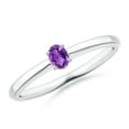 thumbnail image 1 of ANGARA Natural Classic Solitaire Oval Amethyst Promise Ring in 925 Sterling Silver for Women (Size-4x3mm) | February Birthstone, Birthday, Anniversary, Jewelry Gift for Women | Natural Amethyst Ring, 1 of 9