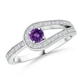 thumbnail image 1 of ANGARA Natural 0.14 Ct. Amethyst with Diamond Solitaire Promise Ring in 14K White Gold for Women (Ring Size: 11.5), 1 of 8