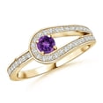 thumbnail image 1 of ANGARA Natural Solitaire Amethyst Knot Promise Ring with Diamond in 14K Yellow Gold for Women (Size-3.2mm) | February Birthstone, Birthday, Anniversary, Jewelry Gift for Women | Natural Amethyst Ring, 1 of 7