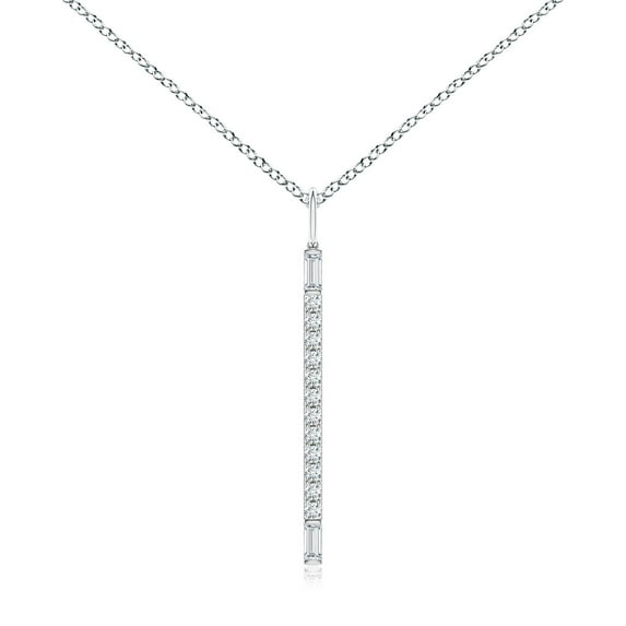 ANGARA Natural & Baguette Diamond Vertical Bar Pendant in 925 Sterling Silver for Women (Size-3x1.5mm| Color-G| Clarity-VS2) | Anniversary, Jewelry Gift for Women | Natural Diamond Necklace