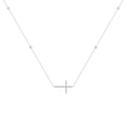 thumbnail image 1 of ANGARA Natural 0.14 Ct. Diamond Cross Pendant Necklace in 14K White Gold for Women with 18 Inch Chain, 1 of 6