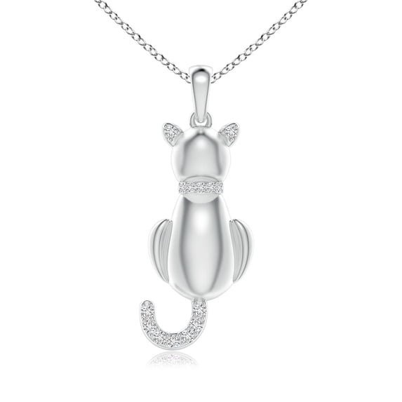 ANGARA Natural Classic Diamond Cat Pendant in 14K White Gold for Women (Size-1.3mm | Color-H| Clarity-SI2) | April Birthstone, Birthday, Anniversary, Jewelry Gift for Women | Natural Diamond Necklace