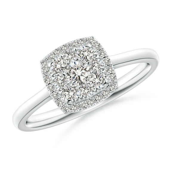 ANGARA Natural 0.14 Ct. Diamond Halo Ring in 14K White Gold for Women (Ring Size: 3)