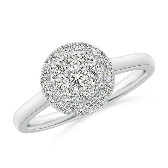 ANGARA Natural Diamond Halo Ring with Milgrain in 14K White Gold for Women (Size-3.3mm| Color-I-J| Clarity-I1-I2) | April Birthstone, Anniversary, Jewelry Gift for Women | Natural Diamond Ring